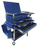 Sunex International 8013ABLDLX Service Cart with Locking Top and Locking Drawer - Blue