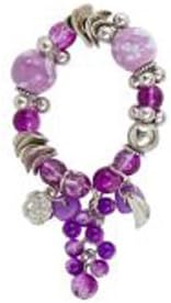 Colorful Purple Glass Stone & Metal Strechy Bead Bracelet