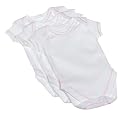 SpaSilk 100% Cotton Short Sleeve Lap Shoulder 3-Pack Bodysuit