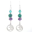 Om (Aum) Dangle Earrings in Sterling Silver with Turquoise and Swarovski Austrian Crystal Beads, #8066