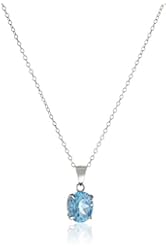 Sterling Silver Gemstone Pendant Necklace, 18"