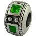 Authentic Biagi CZ Birthstone Ring Bead Charm - May Emerald CZ - .925 Sterling Silver - fits Pandora, Chamilia, Troll