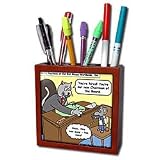 Londons Times Funny Cat Cartoons - Cat Hires Mouse 4 Short Career - Tile Pen Holders-5 inch tile pen holder