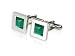 Classic Jade Green Solitaire Catseye Cufflinks in Silver Frame with Presentation Box