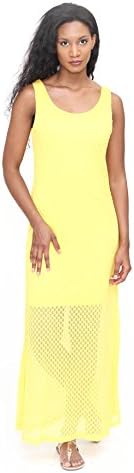 Womens Sleeveless Embroidered Dress, Round Neck, Sleeveless In Yellow