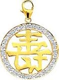 Chinese Happiness, 14K Gold Diamond Charm