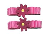 Suede daisy Mini bow pair