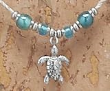 Hawaiian Beaded Pewter Hemp Chord Choker- Honu Turtle