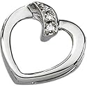 14K White Gold Diamond Heart Chain Slide