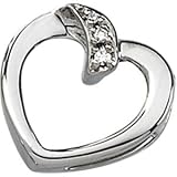 14K White Gold Diamond Heart Chain Slide
