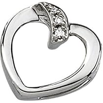 14K White Gold Diamond Heart Chain Slide
