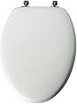 Mayfair 144OR 000 Wood Toilet Seat with Oil-Rubbed Bronze Hinges, Elongated, White