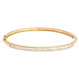STERLING SILVER 925 CLEAR CZ GOLD PLATED BANGLE