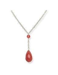 Genuine .925 Sterling Silver Cherry Quartz Teardrop Necklace. 100% Satisfaction Guaranteed.