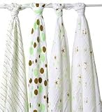 Aden + Anais Lime Brown Muslin Cotton Swaddle Blankets 4 Pack