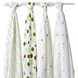 Aden + Anais Lime Brown Muslin Cotton Swaddle... by Aden %2B Anais