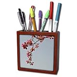 Add More Color - Floral Designs - Pink Flowers By the Vine. Sweet floral design perfect for wife, daughter, friend, female colleague. - Tile Pen Holders-5 inch tile pen holder