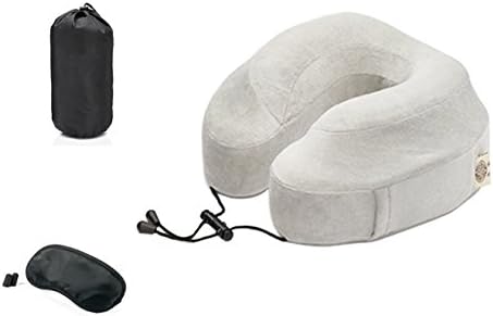 Ergonomic Memory Foam Travel Pillow for Neck Support with a Portable Bag (Gray)