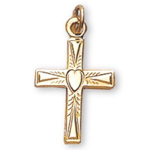 14K Gold Filled Cross with Heart Design and 16 Chain