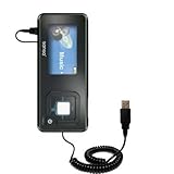 IMAGE OF Coiled USB Cable for the Sandisk Sansa c250 with Power Hot Sync and Charge capabilities - uses Gomadic TipExchange Technology
