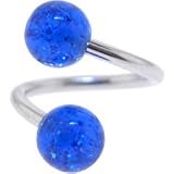 Electric Blue GLITTER Spiral Twister Belly Ring