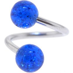 Electric Blue GLITTER Spiral Twister Belly Ring by 