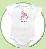 Monkey Pink Short Sleeve Infant Onesie, Baby Size 6-12 Months