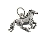 Detailed Sterling Silver Running Horse Charm or Pendant