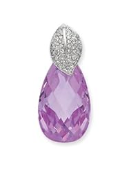 Sterling Silver Light Purple and Clear CZ Pendant Slide