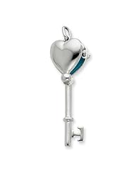 Sterling Silver "Key" Heart Picture Locket Over 1/2 inch Wide x Under 1-3/4 - Sterling Silver