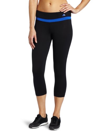adidas Women's adiFIT Three-Quarter Tight, Black/Lab Blue/Prime Ink Blue, X-Large On Sale