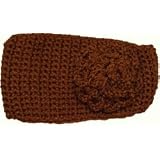 Posies Accessories Brown Crocheted Headwrap with Attached Flower