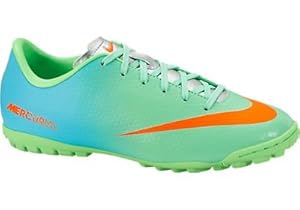 NIKE Mercurial Victory IV TF Junior Astroturf Soccer Boots, Green/Blue, US4.5