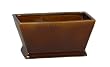 Gloss Brown Ceramic Rectangular Tapered Vase/Planter - 11.75" wide x 6.75" deep x 5.75" tall