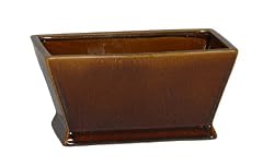 Gloss Brown Ceramic Rectangular Tapered Vase/Planter - 11.75" wide x 6.75" deep x 5.75" tall