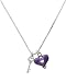 Small Clear AB Swarovski Crystals Oval Key and Translucent Purple Heart Charm Necklace