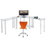 RTA Home and OfficeTempered Glass Corner Computer , Laptop Desk in Black
