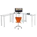 RTA Home and Office Clear Tempered Glass L-Shape Corner Computer and Laptop Desk