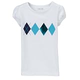 Girls' Cherokee Short-Sleeve Graphic Tee - White Argyle