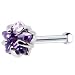 14K White Gold 3mm Purple Cubic Zirconia Star Nose Bone