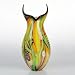 Hand Blown Abstract Golden Art Glass Vase with Horned Opening 16.5" tall