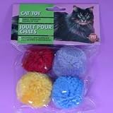 Wool Pom Poms with Catnip 4pk