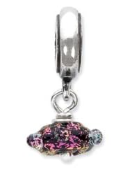 Sterling Silver Purple Dichroic Glass Dangle Charm for 3mm Bracelets