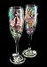 Caribbean Excitement Design - Hand Painted - Matching Set of Toasting Flutes - 6 oz.