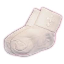 Baby boys christening socks with a cross - white