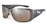 Sundog Prowl-Paula Creamer Signature Style Sunglasses with Matte Black and Blue Matte Gun Metal Frame and Gradient Brown Flash Mirror Lens
