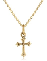 Fleur Engraved Cross Pendant Necklace, 14"