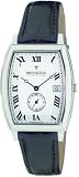Dreyfuss and Co DGS00013-21 Mens Light Silver Stamped Dial Black Leather Strap Watch