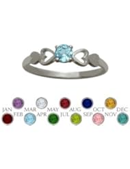 10 Karat White Gold Genuine Blue Topaz Round Shape Baby Ring