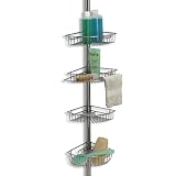 311Dw1qJ1gL. SL160  CHROME tension POLE storage BATH SHOWER CADDY 4 tiered decor space saver